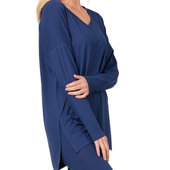 V-Neck Long-Sleeve Loungewear Leggings Set - Picture 3 of 5